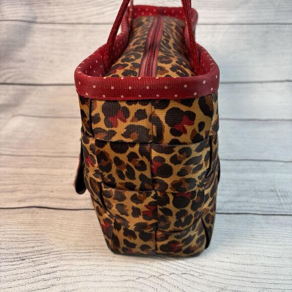 Harveys Seatbelt Bag Disney Couture Red Brown Leopard Minnie Mouse Satchel Purse - Picture 4 of 8